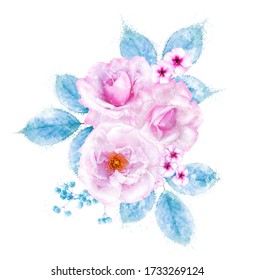20,940 Watercolor flowers light pink light blue Images, Stock Photos ...