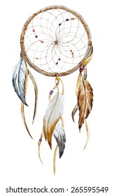 Watercolor, Drawing, Dream Catcher, Feathers