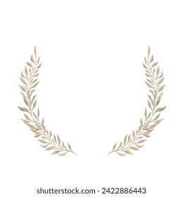 Watercolor drawing of a golden laurel wreath on white background. Hand drawn illustration. abstract bronze leaves. For design. invitations, cards, logo. Luxury - Powered by Shutterstock