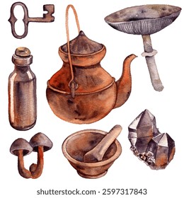 watercolor drawing objects witch