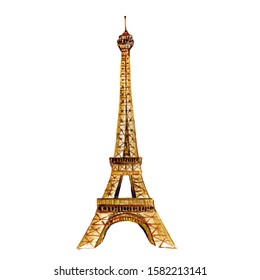 
Watercolor Eiffel Tower Isolated On White Background.