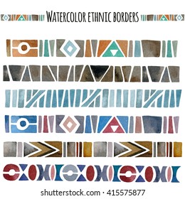 Watercolor Ethnic Elements. Watercolor Border. Watercolor Print