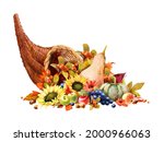 Watercolor Fall Cornucopia clipart. Autumn Harvest Clip Art, Thanksgiving Day art