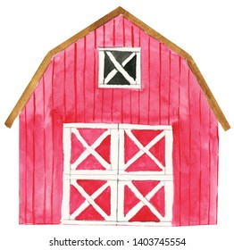 Watercolor Farm House Illustration, Farm House Clipart