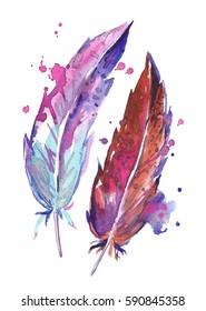 Watercolor Feathers.