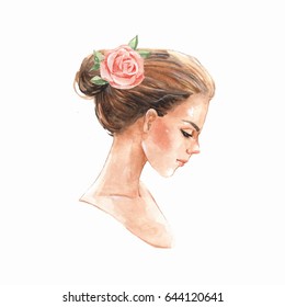女性 横顔 水彩 のイラスト素材 画像 ベクター画像 Shutterstock