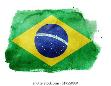 Watercolor Flag Background. Brazil
