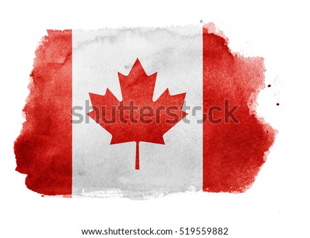 Watercolor flag background. Canada