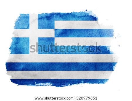 Watercolor flag background. Greece