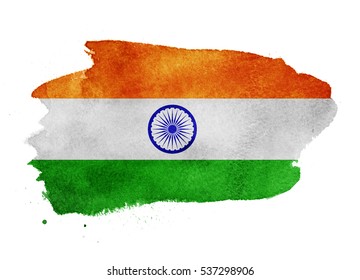 Watercolor Flag Background. India