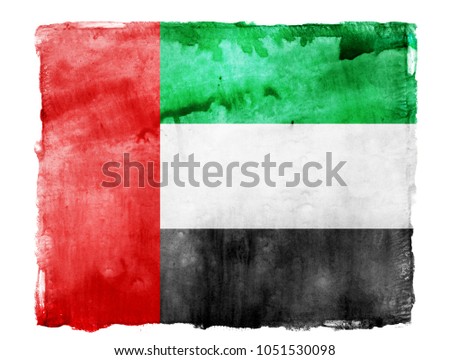 Watercolor flag background isolated on white. UAE