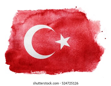 Watercolor Flag Background. Turkey