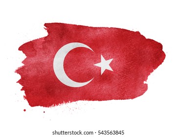 Watercolor Flag Background. Turkey