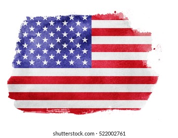 Watercolor Flag Background. USA