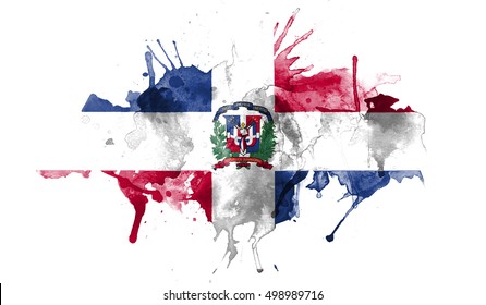 Watercolor Flag Of Dominican Republic