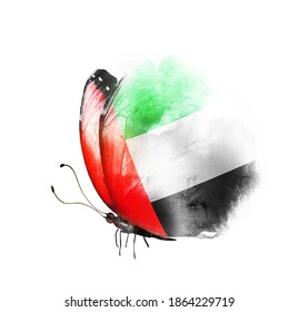 Watercolor flag-butterfly isolated on white. United Arab Emirates - Powered by Shutterstock