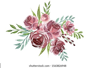 Watercolor Boho Burgundy Red Magenta White Stock Illustration 601888742 ...