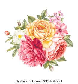 Watercolor floral bouquet. Bunch of flowers on a white background - Powered by Shutterstock