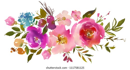 Watercolor Boho Burgundy Red White Pink Stock Illustration 601888724 ...