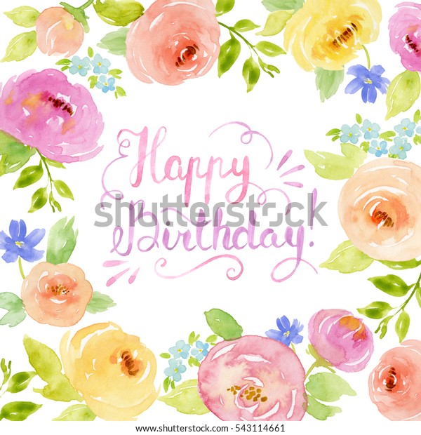 Watercolor Floral Frame Border Wreath On Stock Illustration 543114661