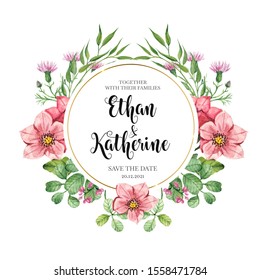 Watercolor floral frame save the date background - Powered by Shutterstock