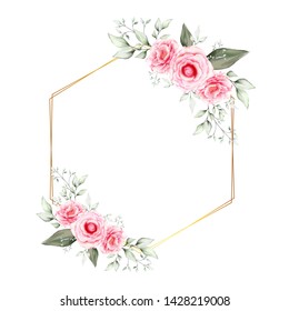 Watercolor Floral Frame Botanic Decoration Illustration Stock ...