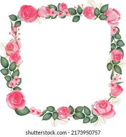 Watercolor Floral Frame Floral Wreath Consisting Stock Illustration ...