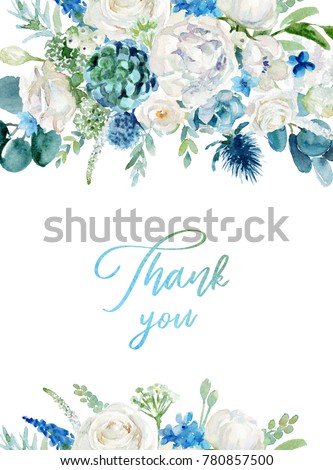 Watercolor Floral Illustration Border Bright White IlustraciÃ³n de