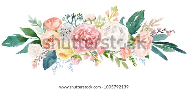 水彩の花柄イラスト 明るいピンクの鮮やかな花 緑の葉 結婚式の文房具 挨拶 壁紙 ファッション 背景 テクスチャー Diy ラッパー カード用のブーケ のイラスト素材