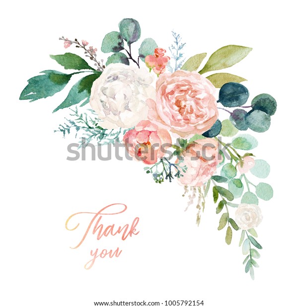 水彩の花柄イラスト 明るいピンクの鮮やかな花 緑の葉 結婚式の文房具 挨拶 壁紙 ファッション 背景 テクスチャー Diy ラッパー カード用のブーケ のイラスト素材 1005792154