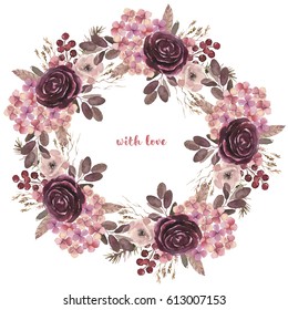 Watercolor Floral Illustration Flower Bouquet Wreath Stock Illustration ...