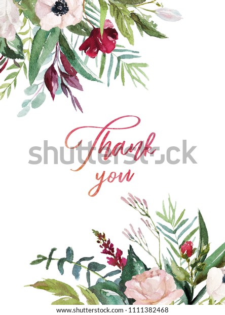 Watercolor Floral Illustration Frame Border Bright Stock Illustration ...