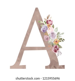 Watercolor Floral Monogram Letter Stock Illustration 1215955696 ...