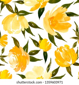 Watercolor floral pattern, delicate flower background.