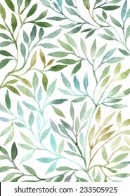 Watercolor Floral Pattern. Leaves Background. Greeting Card.