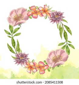 Watercolor Floral Ring Aesthetic Frame, Decor