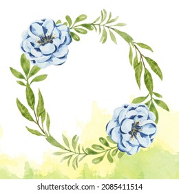 Watercolor Floral Ring Aesthetic Frame, Decor