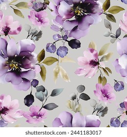 Watercolor floral seamless pattern. It's perfect for textile, wallpaper, fabric design, wrapping paper, digital paper. - Powered by Shutterstock