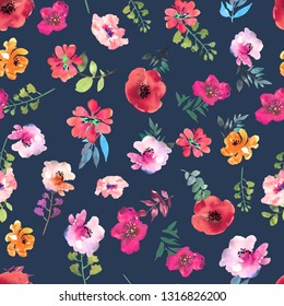 Watercolor Floral Seamless Pattern Wallpaper Prints Stock Illustration ...