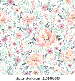 Watercolor Floral Seamless Repeat Pattern Tile Stock Illustration ...