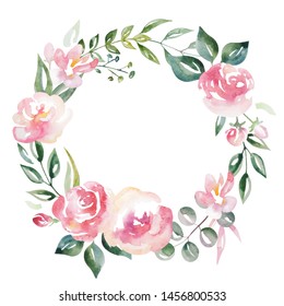 Floral Wreath Sketch Round Frame 5 Stock Illustration 443540143