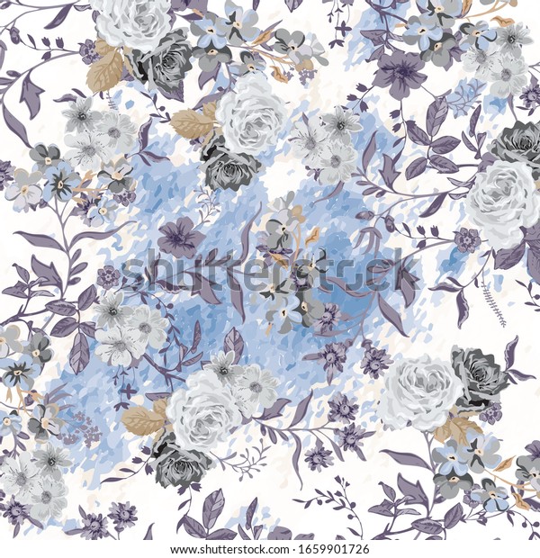 Watercolor Flower Background Liberty Style Fabric Stock Illustration ...