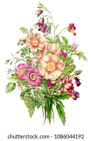 watercolor flower bunch