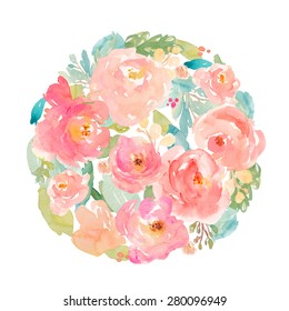 Watercolor Flower Circle Design With Ball Made Of Flowers