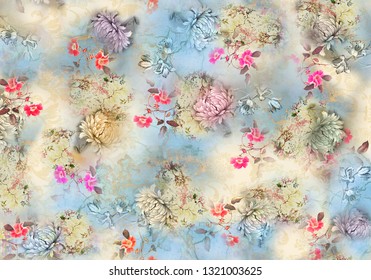 Watercolor Flower Digital Background Pattern Stock Illustration ...