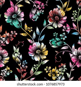 Watercolor Flower Pattern Stock Illustration 1076857973 | Shutterstock