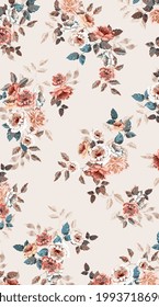 Watercolor Flower Pattern Texture Digital Print.