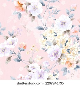 Watercolor Flower Rose Peony Paisley Butterfly