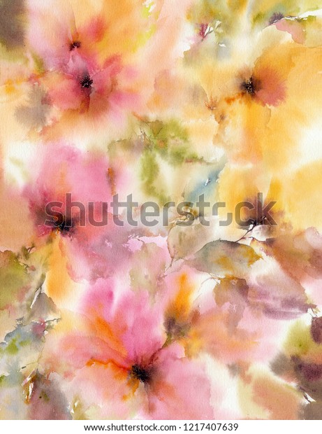 Watercolor Flowers Background Transparent Flowers Abstract Stock