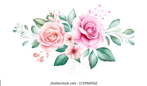 Watercolor Flowers Bouquet Floral Illustration Leaf Stock Illustration ...